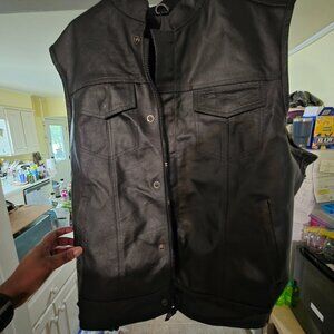 Men's XXL leather biker vest